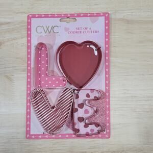 4 Piece Valentine's Day Metal Cookie Cutter Set Word LOVE L O V E Heart Shaped O